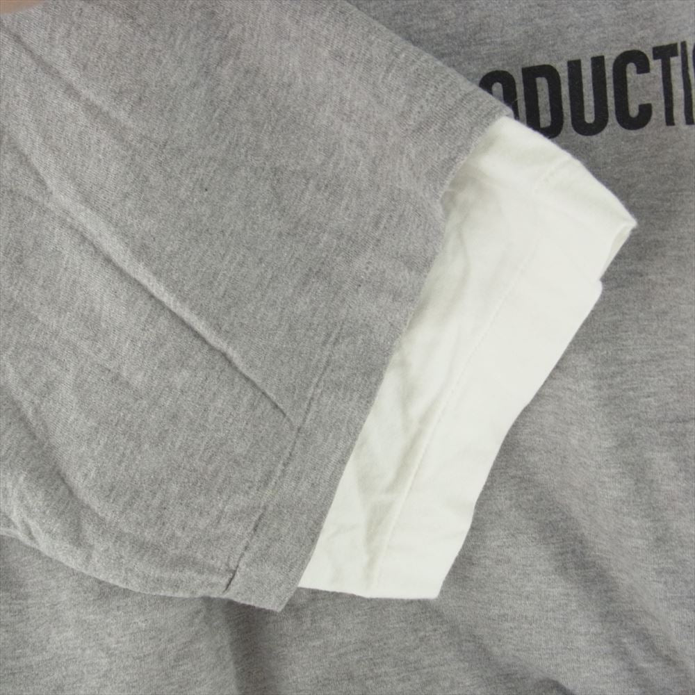 COOTIE クーティー 20SS Cellie S/S Tee オーバーサイズ レイヤード  ロゴ プリント クルーネック 半袖 Tシャツ  グレー系 M【中古】