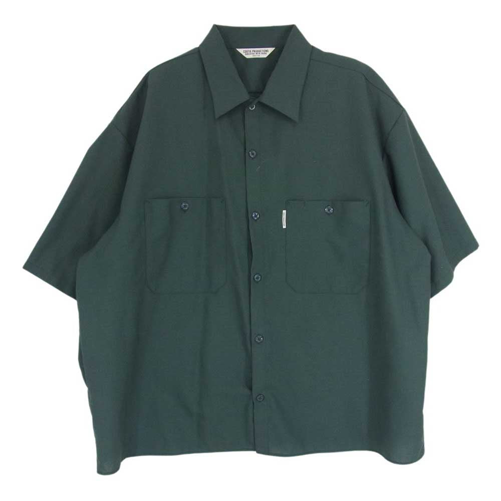 COOTIE クーティー T/W Work S/S Shirt ウール ポリエステル 半袖 ワークシャツ グリーン系 M【中古】