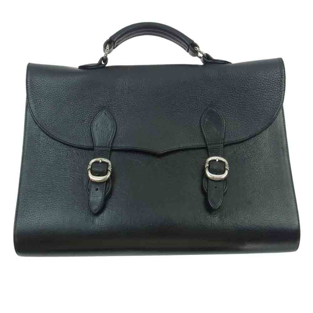CHROME HEARTS クロムハーツ（原本無） BRIEFCASE ブリーフケース ガンスリンガー ストラップ レザー ブリーフバッグ ビジネスバッグ ブラック系【中古】