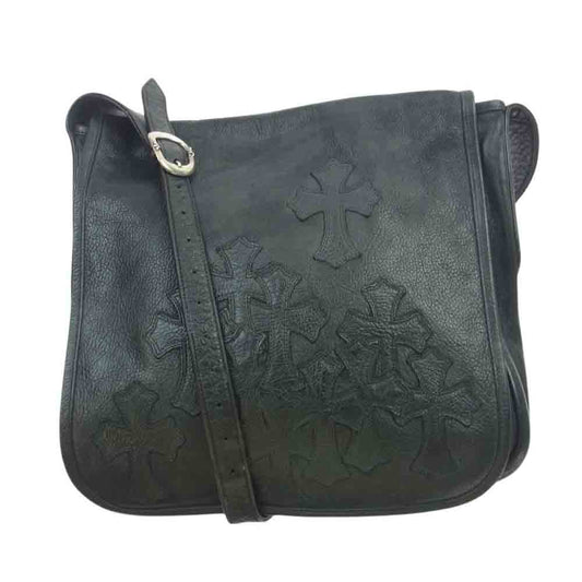 CHROME HEARTS クロムハーツ（原本無） BAG MAIL CEME CROSS セメタリークロスパッチ レザー ショルダーバッグ メールバッグ ブラック系【中古】