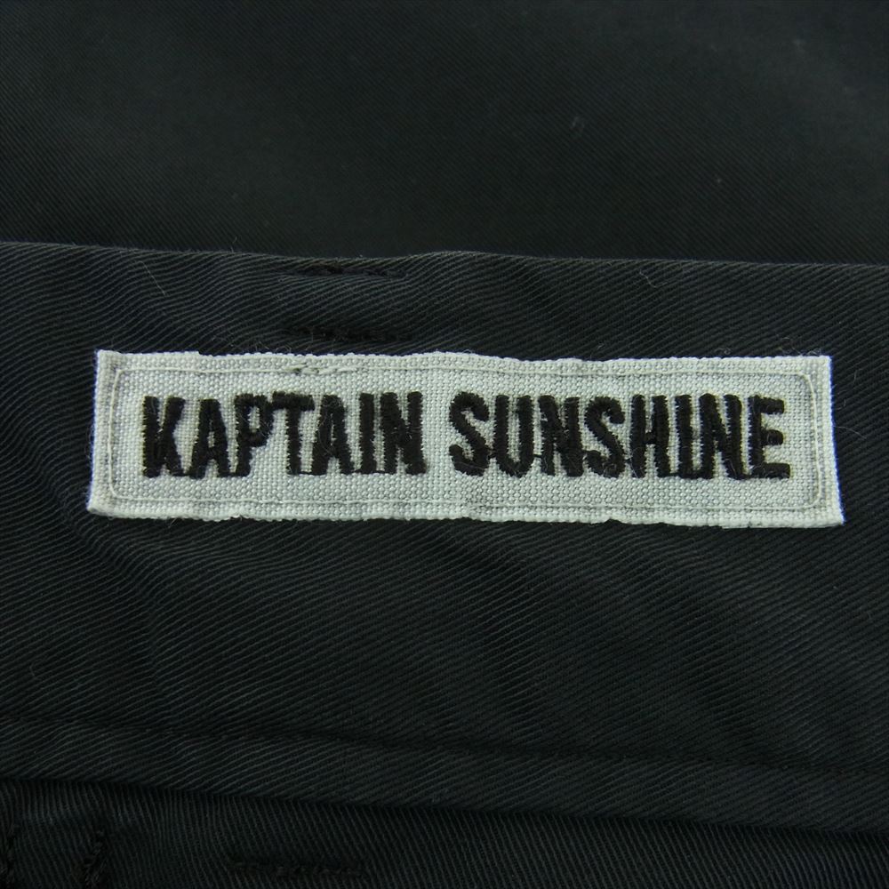 キャプテンサンシャイン 22AW KS22FPT07 Germent Dyed 2Pleats Straight Trousers 後染め ２タック トラウザーズ パンツ ブラック系 32【中古】