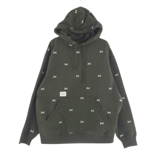 WTAPS ダブルタップス 23SS 222ATDT-CSM26 ACNE HOODY CTPL TEXTILE クロスボーン 刺繍 プルオーバー パーカー Olive Drab X 03【中古】
