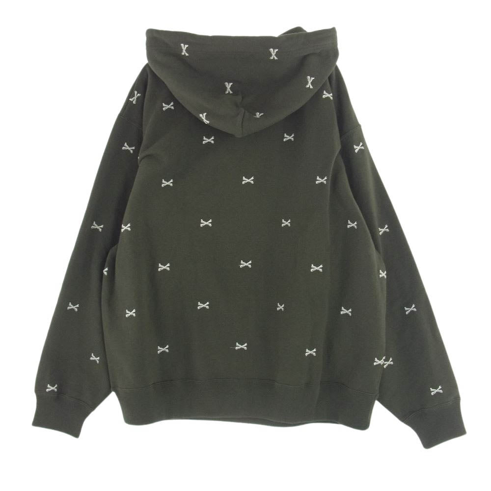 WTAPS ダブルタップス 23SS 222ATDT-CSM26 ACNE HOODY CTPL TEXTILE クロスボーン 刺繍 プルオーバー パーカー Olive Drab X 03【中古】