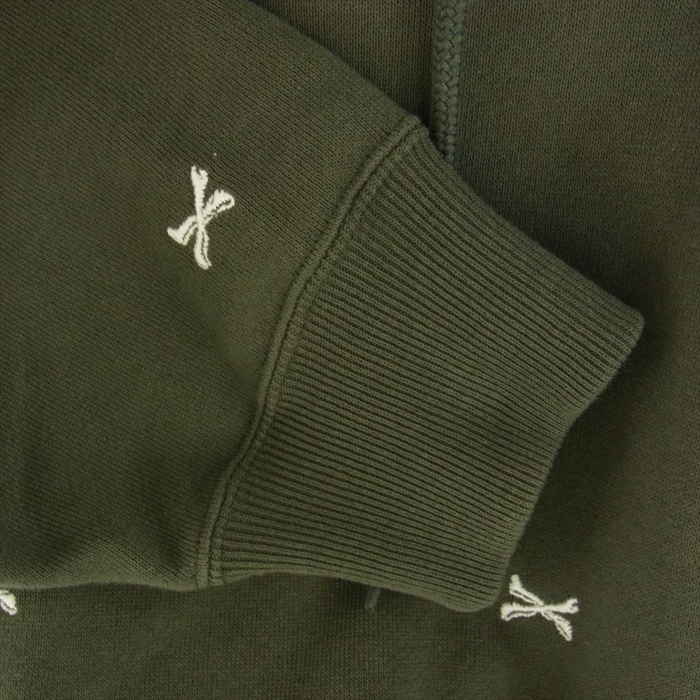 WTAPS ダブルタップス 23SS 222ATDT-CSM26 ACNE HOODY CTPL TEXTILE クロスボーン 刺繍 プルオーバー パーカー Olive Drab X 03【中古】