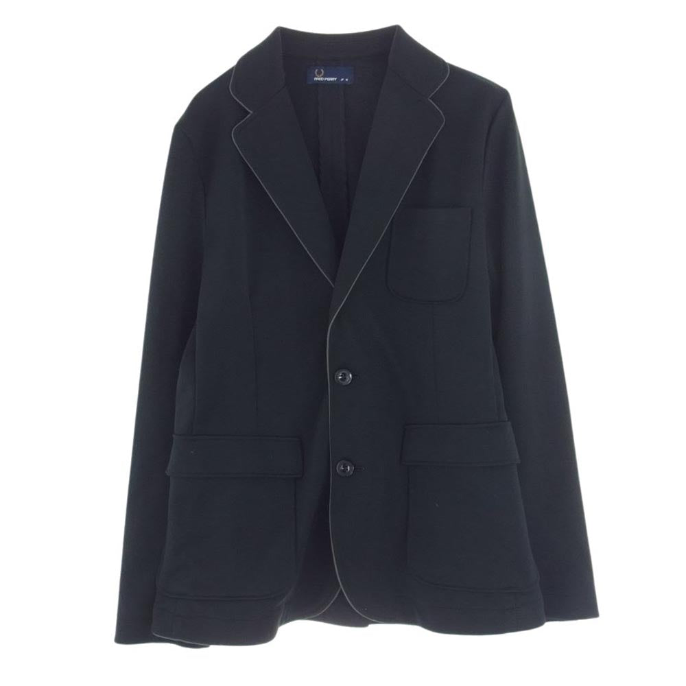 FRED PERRY フレッドペリー Piping パイピング ジャージ素材 テーラード ジャケット ブラック系 M【中古】