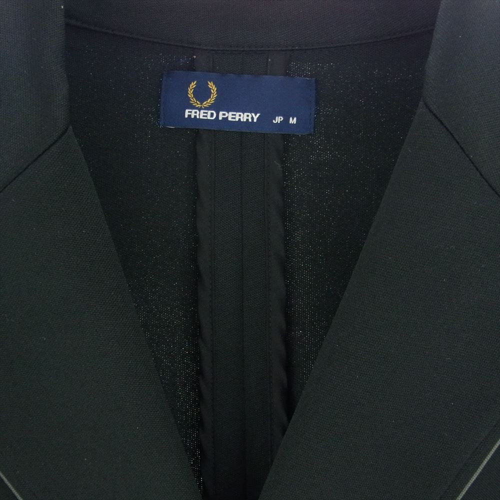 FRED PERRY フレッドペリー Piping パイピング ジャージ素材 テーラード ジャケット ブラック系 M【中古】