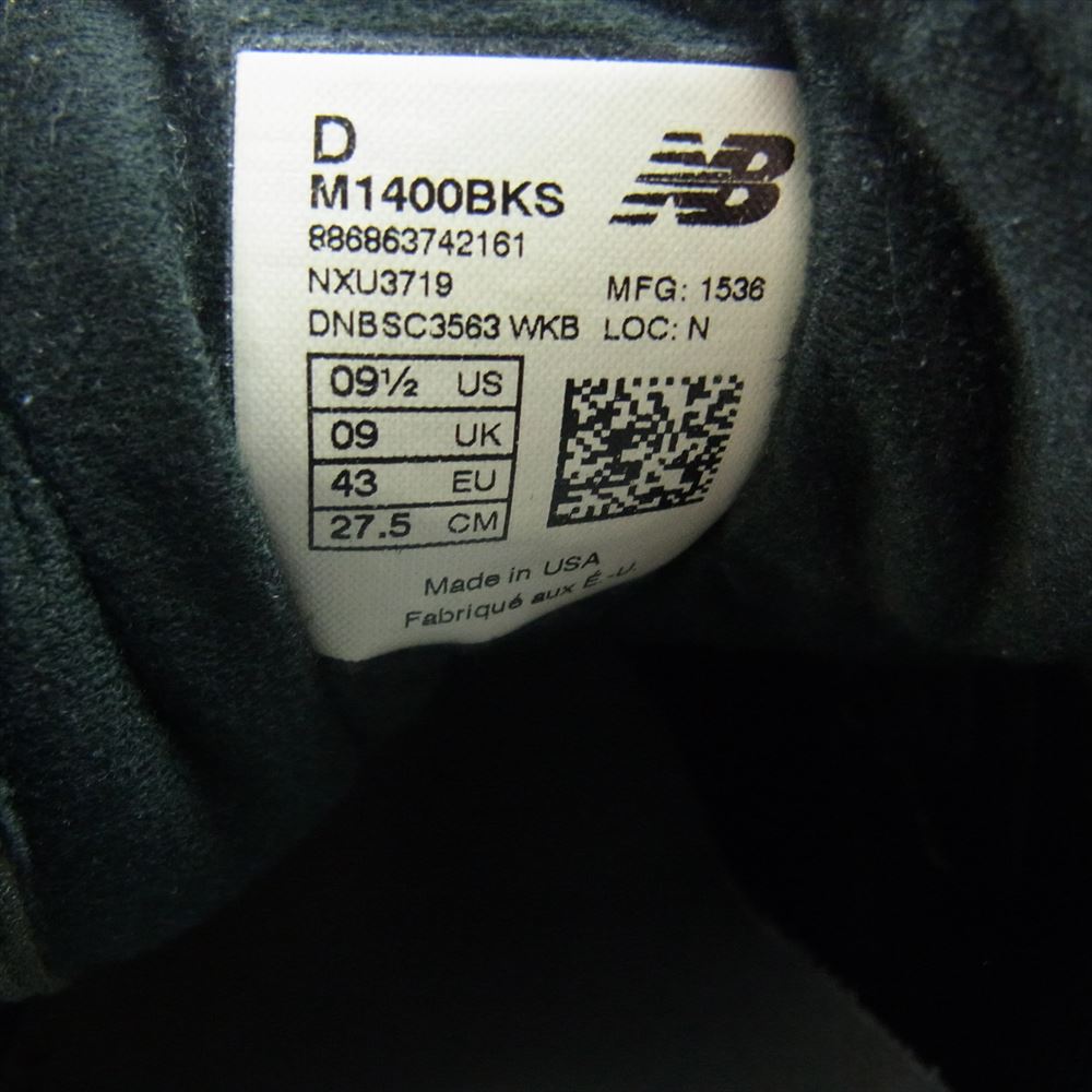 NEW BALANCE ニューバランス USA製 M1400BKS スエード メッシュ スニーカー ブラック系 27.5cm【中古】