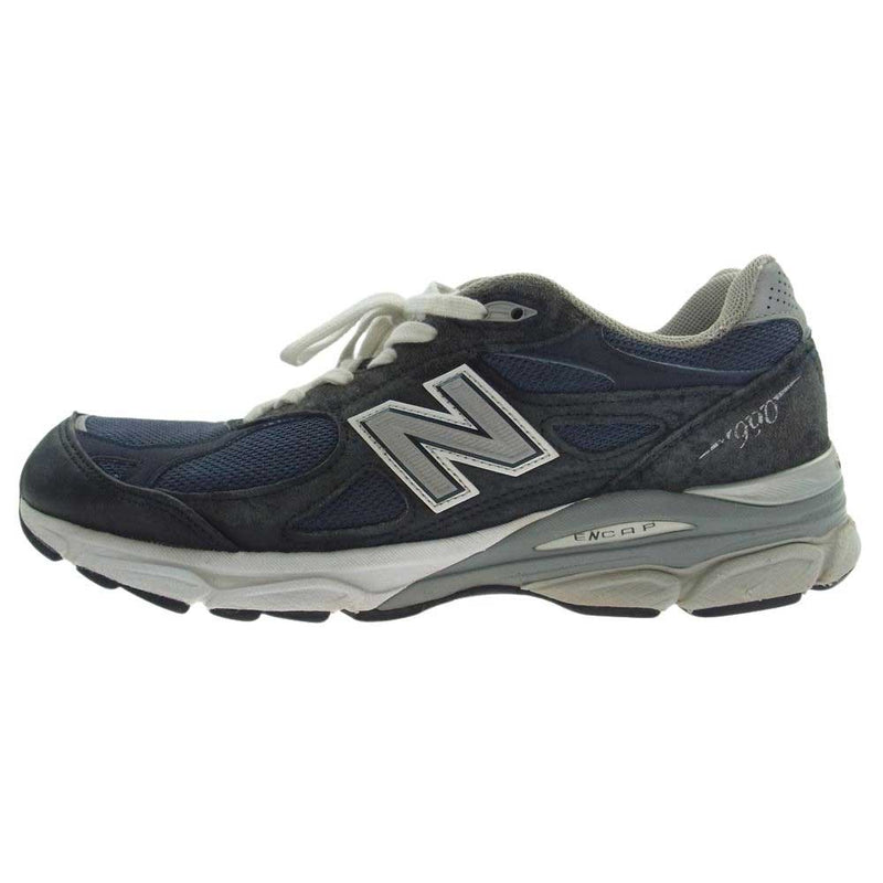 NEW BALANCE ニューバランス USA製 M990NB3 Navy ネイビー スエード メッシュ スニーカー ネイビー系 27.5cm【中古】