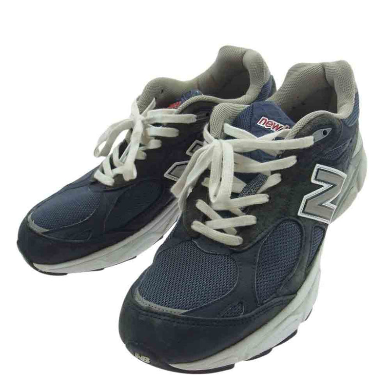 NEW BALANCE ニューバランス USA製 M990NB3 Navy ネイビー スエード メッシュ スニーカー ネイビー系 27.5cm【中古】