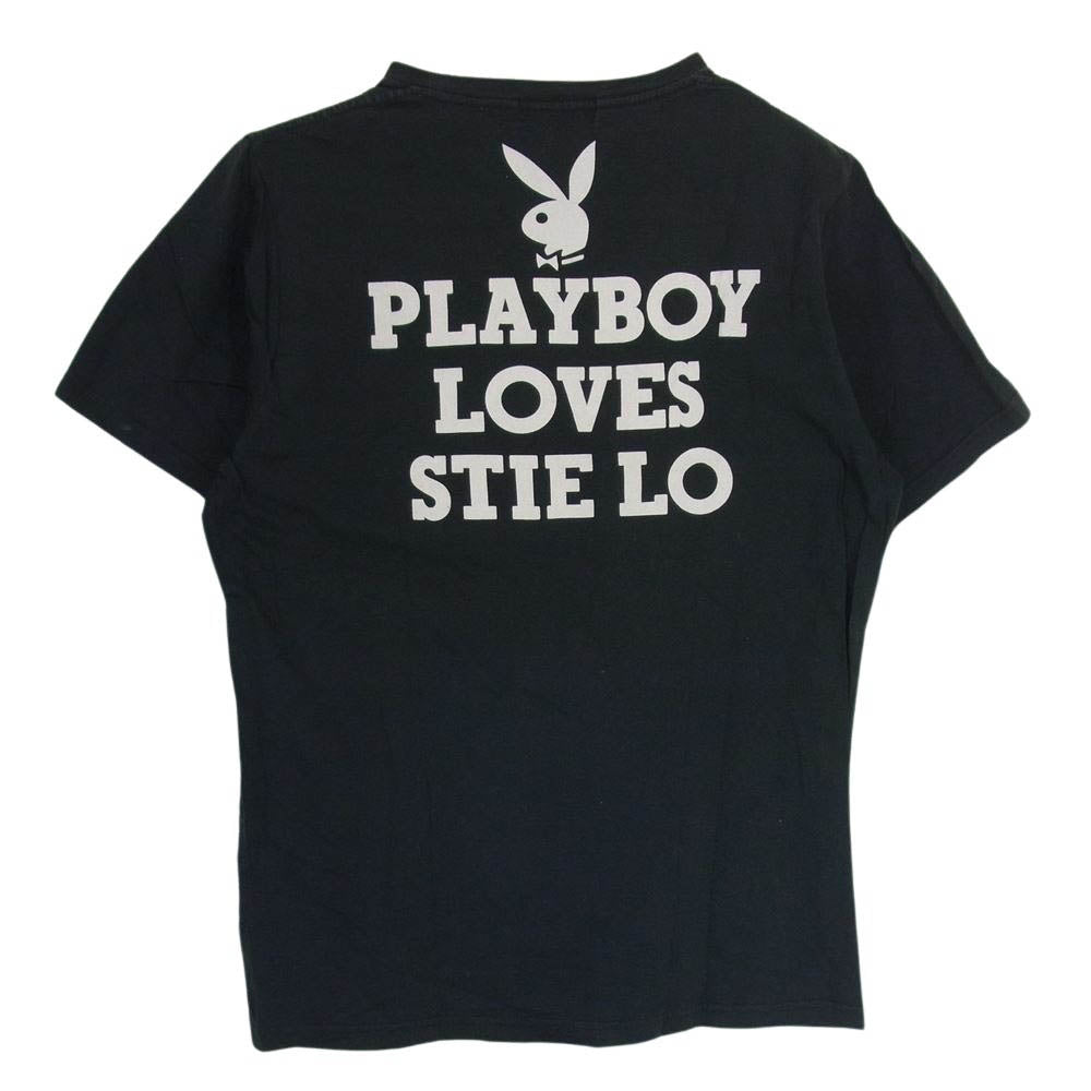 HYSTERIC GLAMOUR ヒステリックグラマー 1234CT08 × PLAYBOY プレイボーイ 野口強 プリント 半袖 Tシャツ ブラック系 L【中古】