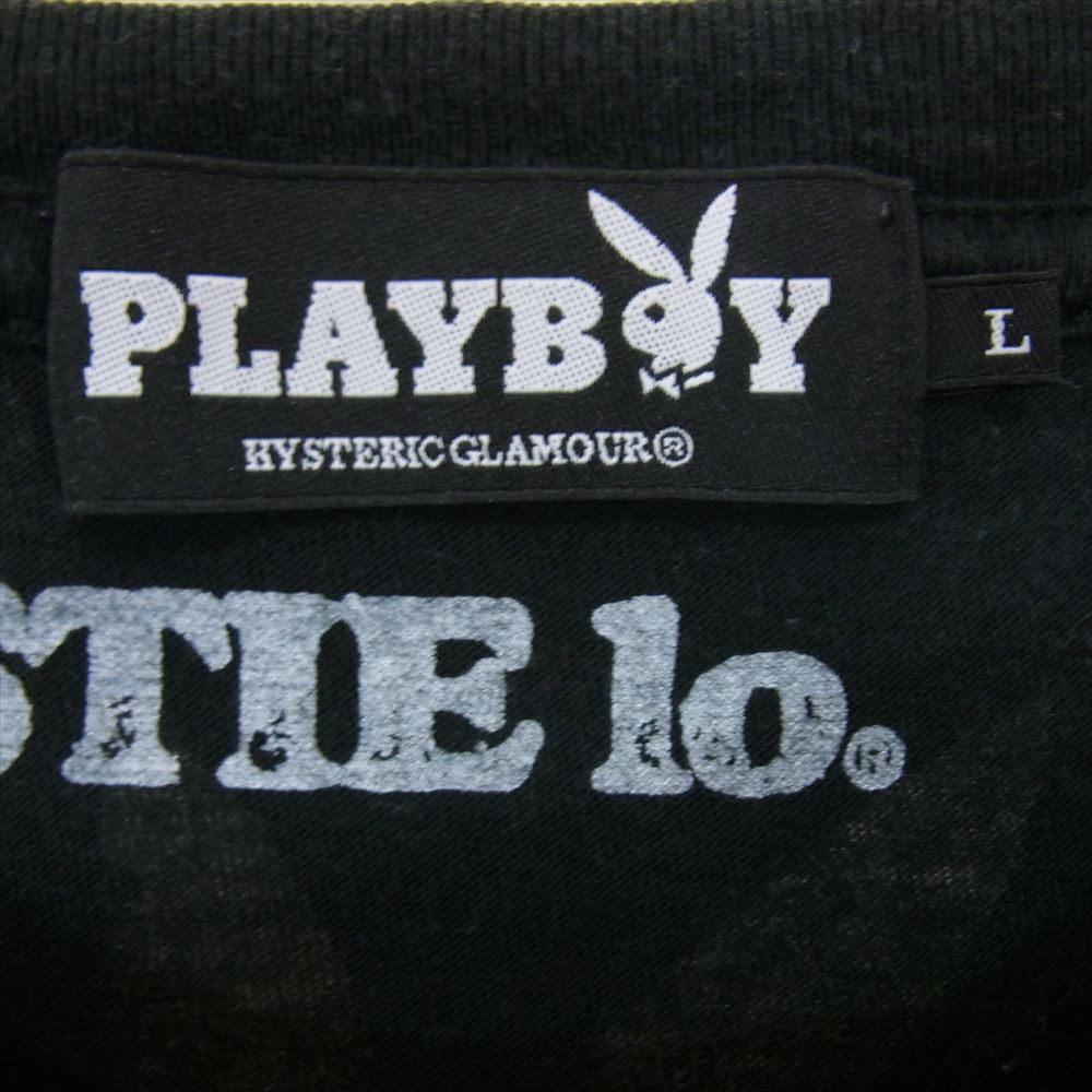 HYSTERIC GLAMOUR ヒステリックグラマー 1234CT08 × PLAYBOY プレイボーイ 野口強 プリント 半袖 Tシャツ ブラック系 L【中古】