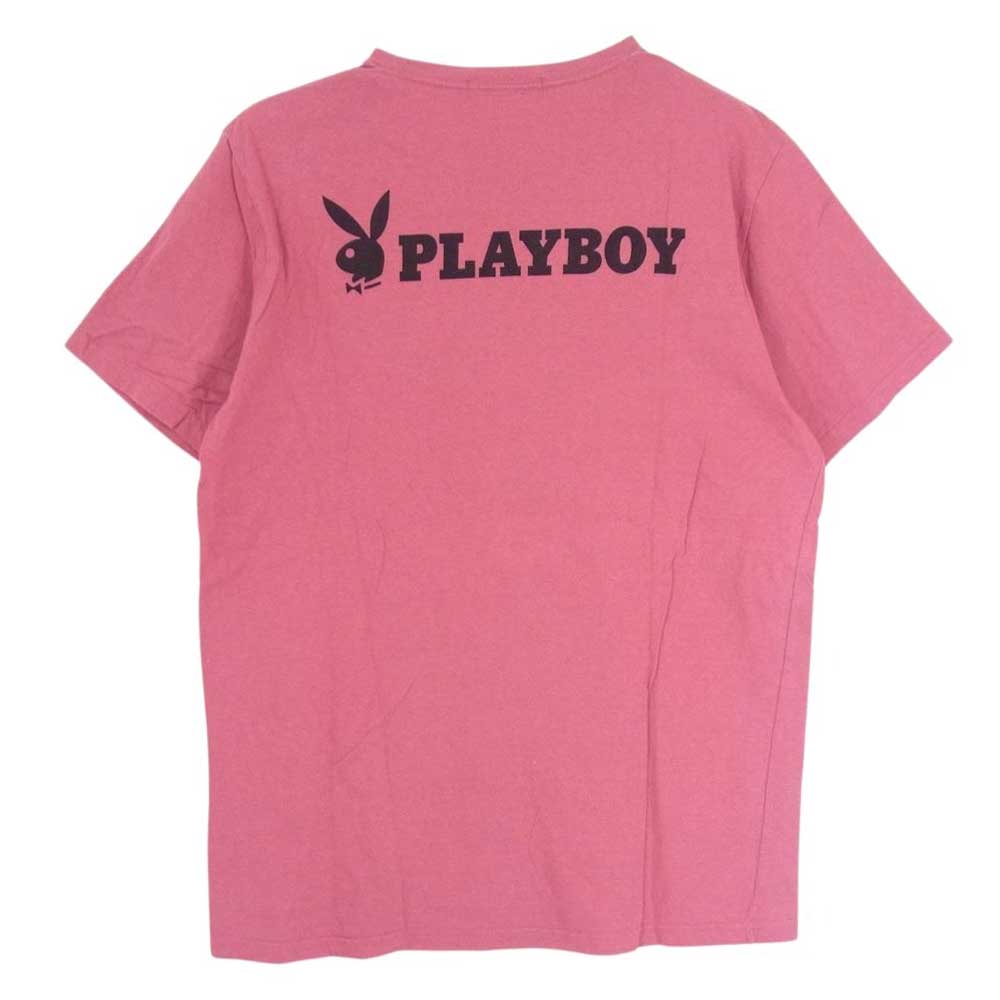 HYSTERIC GLAMOUR ヒステリックグラマー 1234CT02 × PLAYBOY プレイボーイ ガール プリント 半袖 Tシャツ ピンク系 L【中古】