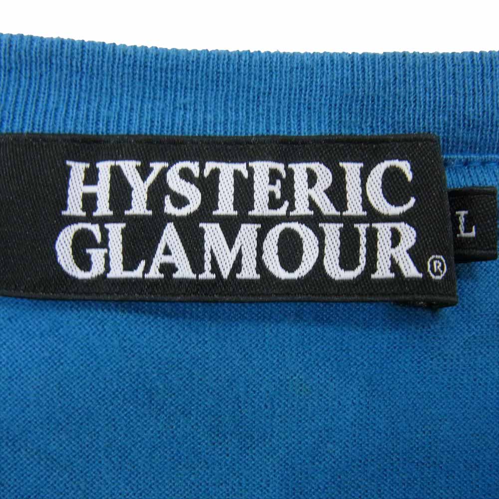 HYSTERIC GLAMOUR ヒステリックグラマー 0251CT07 ロゴ プリント 半袖 Vネック Tシャツ ブルー系 L【中古】