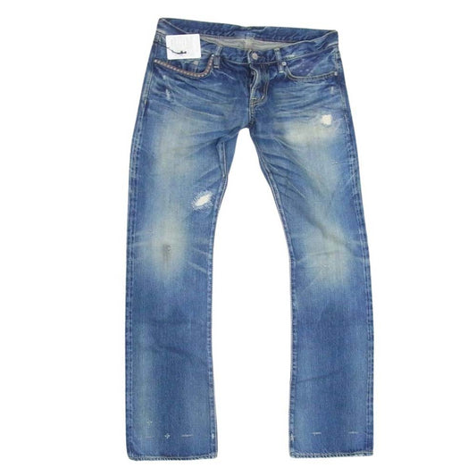 HYSTERIC GLAMOUR ヒステリックグラマー 0203AP11 ダメージ リペア 加工 スタッズ デニム パンツ インディゴブルー系 34【中古】