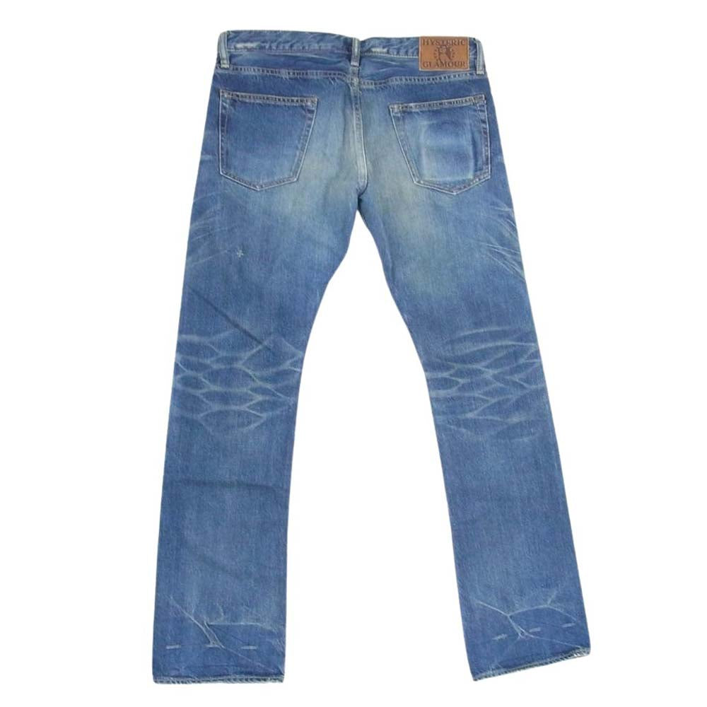 HYSTERIC GLAMOUR ヒステリックグラマー 0203AP11 ダメージ リペア 加工 スタッズ デニム パンツ インディゴブルー系 34【中古】