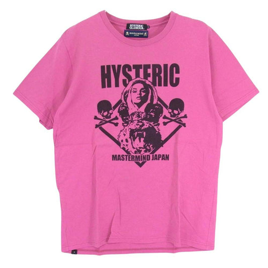 HYSTERIC GLAMOUR ヒステリックグラマー 0233CT24 × master mind マスターマインド ガール プリント Tシャツ ピンク系 L【中古】