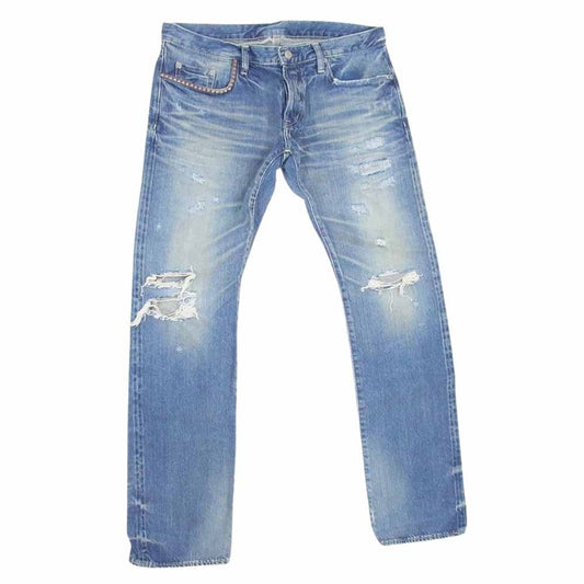 HYSTERIC GLAMOUR ヒステリックグラマー 0213AP08 SP加工 スタッズ クラッシュ ダメージ リペア 加工 デニム パンツ インディゴブルー系 34【中古】