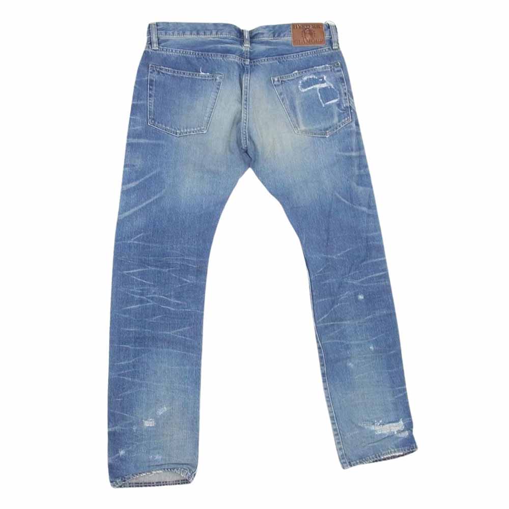 HYSTERIC GLAMOUR ヒステリックグラマー 0213AP08 SP加工 スタッズ クラッシュ ダメージ リペア 加工 デニム パンツ インディゴブルー系 34【中古】