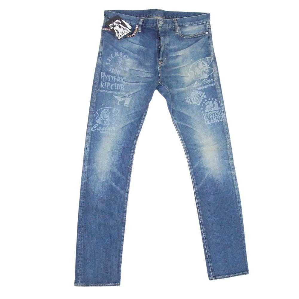 HYSTERIC GLAMOUR ヒステリックグラマー 0232AP05 LC加工 ガール 抜き染 デニム パンツ インディゴブルー系 34【中古】