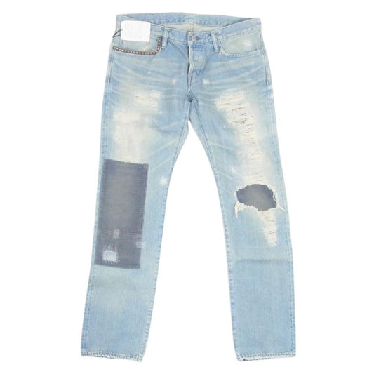 HYSTERIC GLAMOUR ヒステリックグラマー 0202AP01 NOBU リメイク ダメージ クラッシュ 加工 デニム パンツ インディゴブルー系 34【中古】