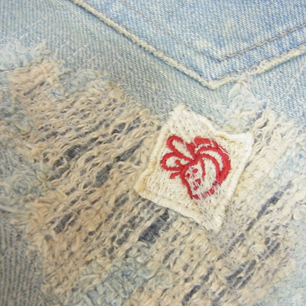 HYSTERIC GLAMOUR ヒステリックグラマー 0202AP01 NOBU リメイク ダメージ クラッシュ 加工 デニム パンツ インディゴブルー系 34【中古】