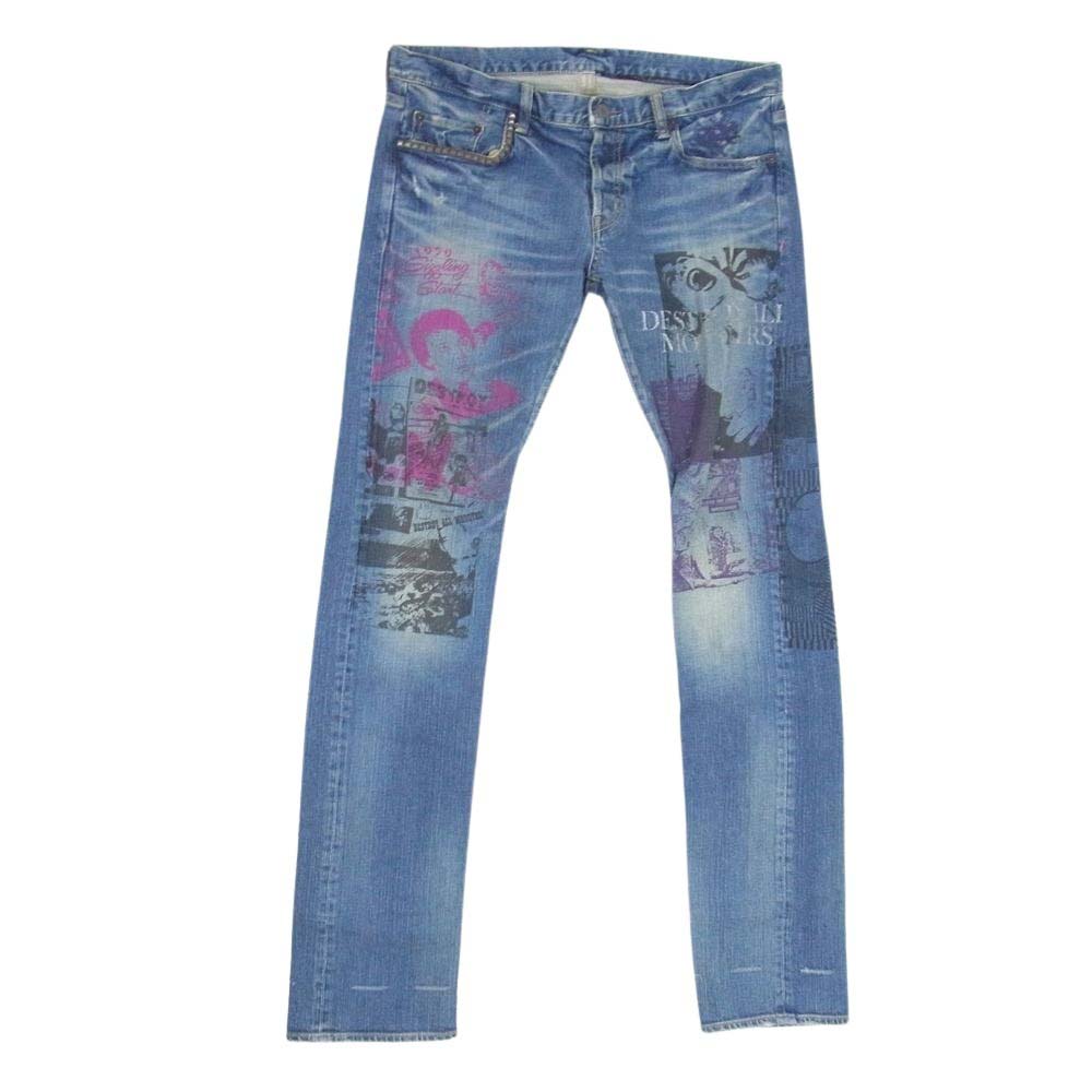 HYSTERIC GLAMOUR ヒステリックグラマー 4AP-2334 Destroy All Monsters デストロイオールモンスターズ ヴィンテージ加工 スタッズ デニム パンツ インディゴブルー系 34【中古】