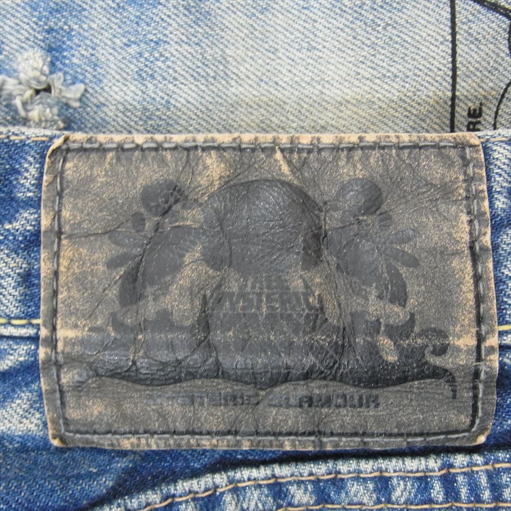 HYSTERIC GLAMOUR ヒステリックグラマー 5AP-0853 THE HYSTERIC XXX Destroy All Monsters デストロイオールモンスターズ プリント ダメージ 加工 デニム パンツ インディゴブルー系 32【中古】