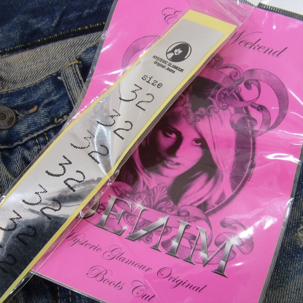 HYSTERIC GLAMOUR ヒステリックグラマー 5AP-0853 THE HYSTERIC XXX Destroy All Monsters デストロイオールモンスターズ プリント ダメージ 加工 デニム パンツ インディゴブルー系 32【中古】