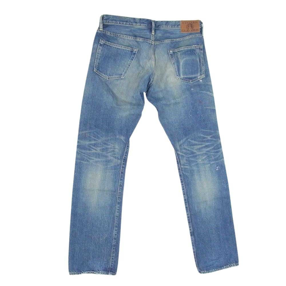 HYSTERIC GLAMOUR ヒステリックグラマー 0231AP02 PF加工 ペンキ クラッシュ スリム ストレート デニム パンツ インディゴブルー系 34【中古】