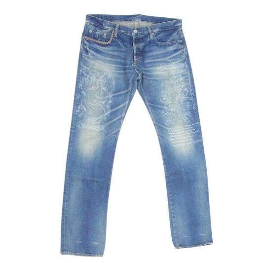 HYSTERIC GLAMOUR ヒステリックグラマー 0201AP08 IGGY POP イギーポップ 刺繍 ダメージ リペア 加工 デニム パンツ インディゴブルー系 34【中古】