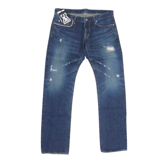 HYSTERIC GLAMOUR ヒステリックグラマー 0204AP10 野口強 REAL WRINKLE CLASH 加工 スタッズ デニム パンツ インディゴブルー系 34【中古】