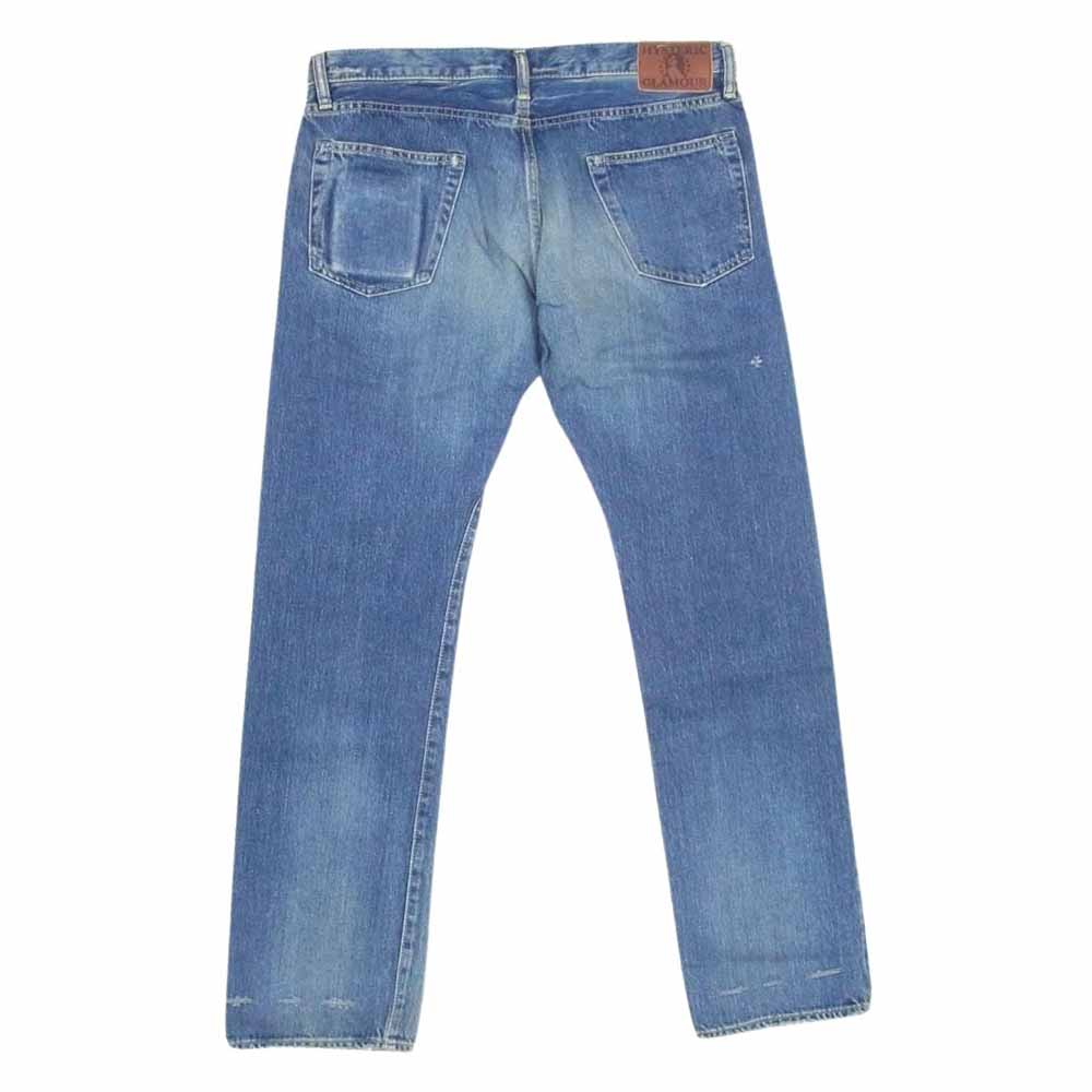 HYSTERIC GLAMOUR ヒステリックグラマー 0211AP10 SP加工 COLLAGE ペイント ウォッシュ ダメージ加工 ストレート デニム パンツ インディゴブルー系 34【中古】