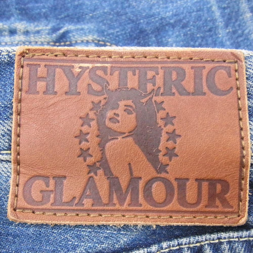 HYSTERIC GLAMOUR ヒステリックグラマー 0211AP10 SP加工 COLLAGE ペイント ウォッシュ ダメージ加工 ストレート デニム パンツ インディゴブルー系 34【中古】