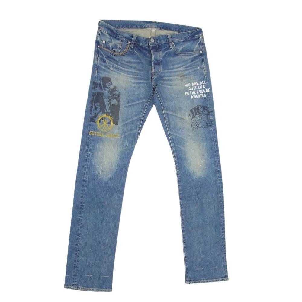 HYSTERIC GLAMOUR ヒステリックグラマー 0231AP04 GUITAR ARMY ペイント ダメージ 加工 デニム パンツ インディゴブルー系 34【中古】