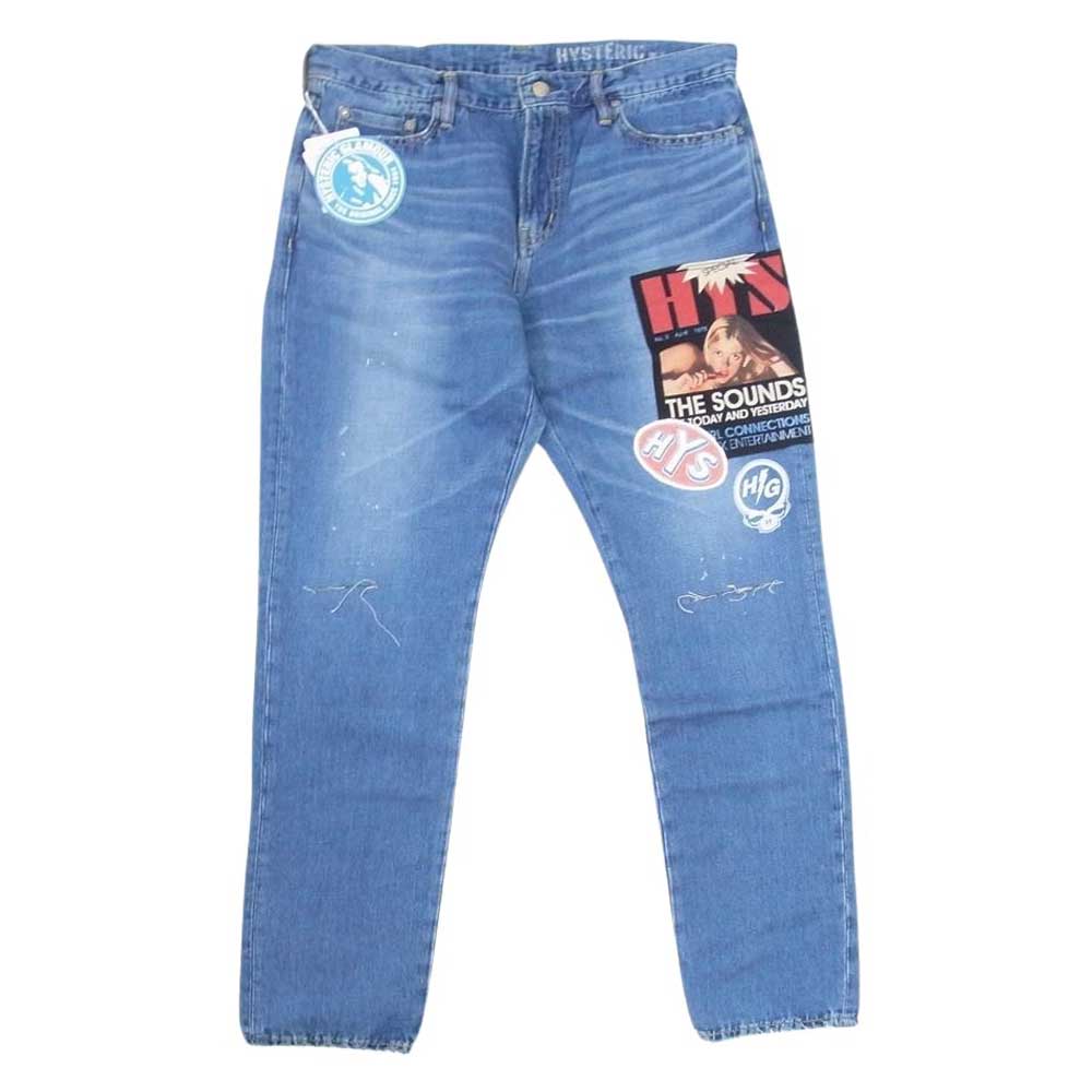 HYSTERIC GLAMOUR ヒステリックグラマー 02211AP11 KINKY キンキー HYS SPECIAL リメイク テーパード スリム デニム パンツ インディゴブルー系 34【中古】