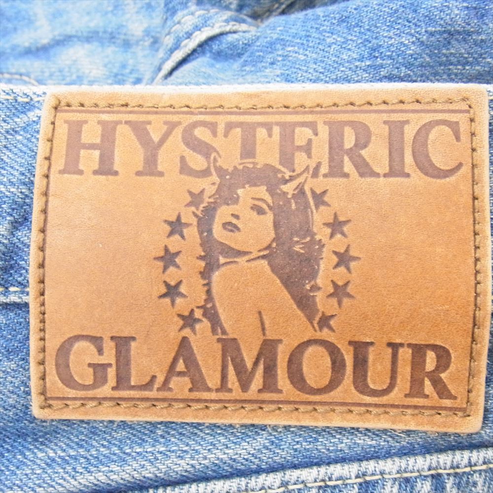 HYSTERIC GLAMOUR ヒステリックグラマー 02191AP09 COLLAGE REMAKE加工 ダメージ リペア カットオフ プリント デニム パンツ インディゴブルー系 34【中古】