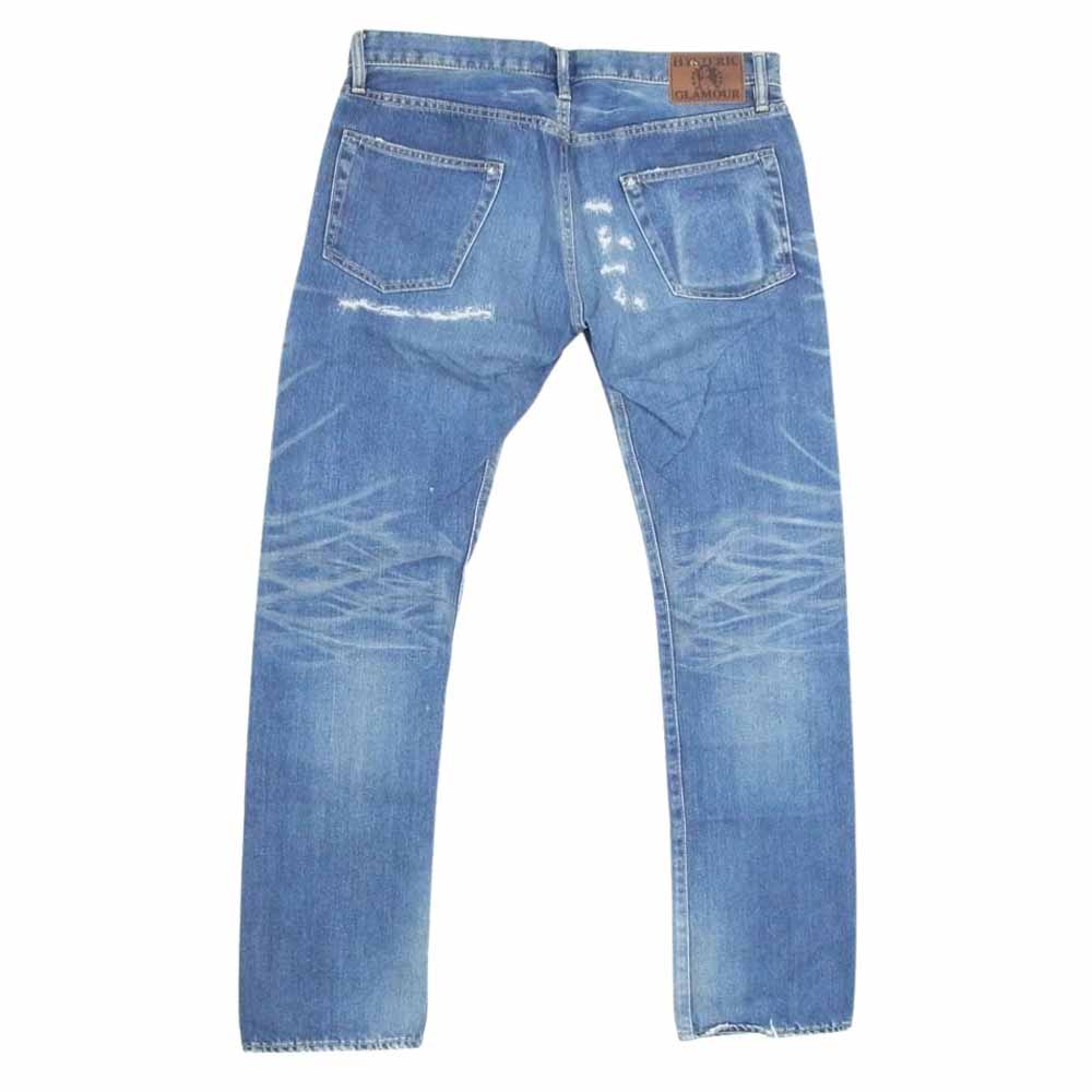 HYSTERIC GLAMOUR ヒステリックグラマー 0222AP08 VSR加工 ダメージ リペア スタッズ デニム パンツ インディゴブルー系 34【中古】