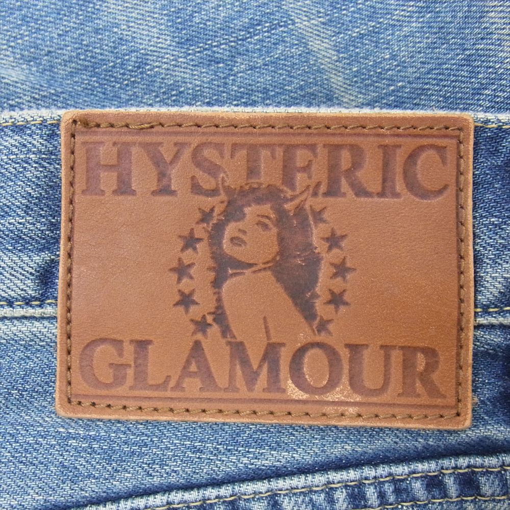 HYSTERIC GLAMOUR ヒステリックグラマー 0241AP14 30周年限定 ROLLING STONES ローリング ストーンズ 総柄 ダメージ リペア 加工スタッズ デニムパンツ インディゴブルー系 34【中古】