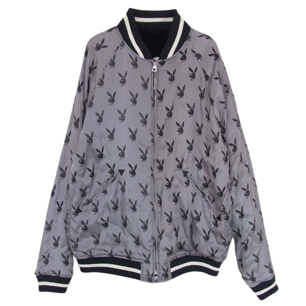 HYSTERIC GLAMOUR ヒステリックグラマー 12AW 1234AB01 × PLAYBOY プレイボーイ 野口強 リバーシブル ベロア ブルゾン ジャケット ブラック系 L【中古】