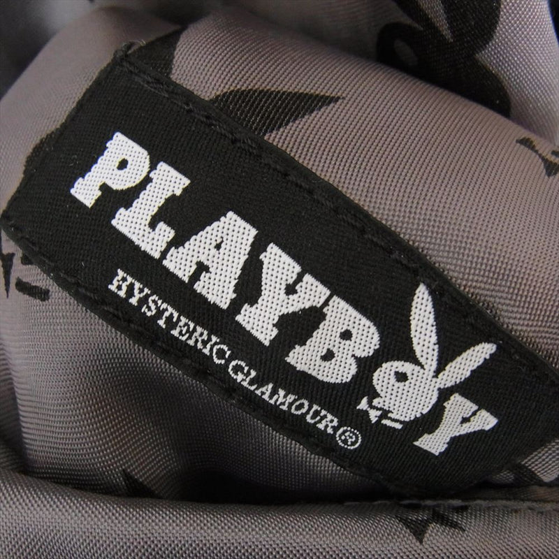 HYSTERIC GLAMOUR ヒステリックグラマー 12AW 1234AB01 × PLAYBOY プレイボーイ 野口強 リバーシブル ベロア ブルゾン ジャケット ブラック系 L【中古】