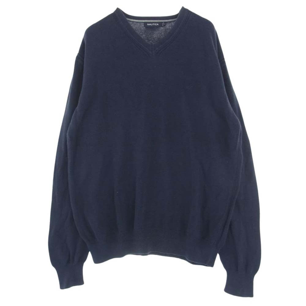 ノーティカ ワンポイント ニット セーター ネイビー系 XL【中古】