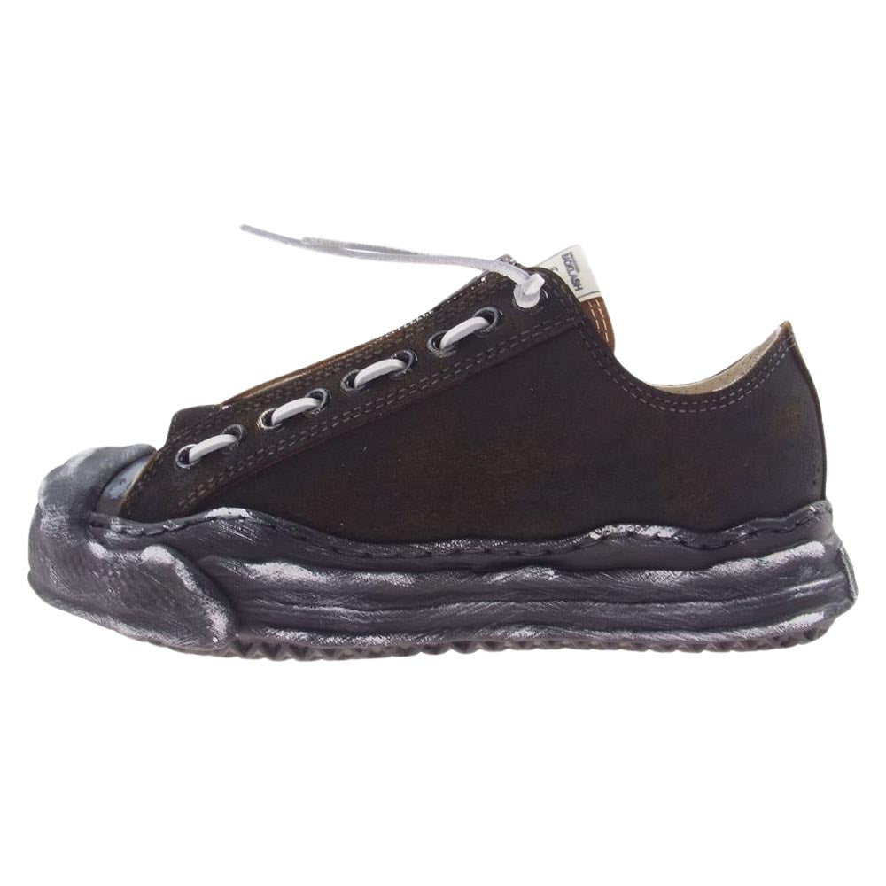 ISAMUKATAYAMA BACKLASH イサムカタヤマバックラッシュ MY-654-01 Maison MIHARA YASUHIRO HANK OG SOLE STEER SUEDE GARMENT-DYED LOW-TOP SNEAKER ミハラヤスヒロ ハンク フロントジップ ステアレザースエード ローカット スニーカー ブラック系 ブラウン系 41【新古品】【未使用】【中古】