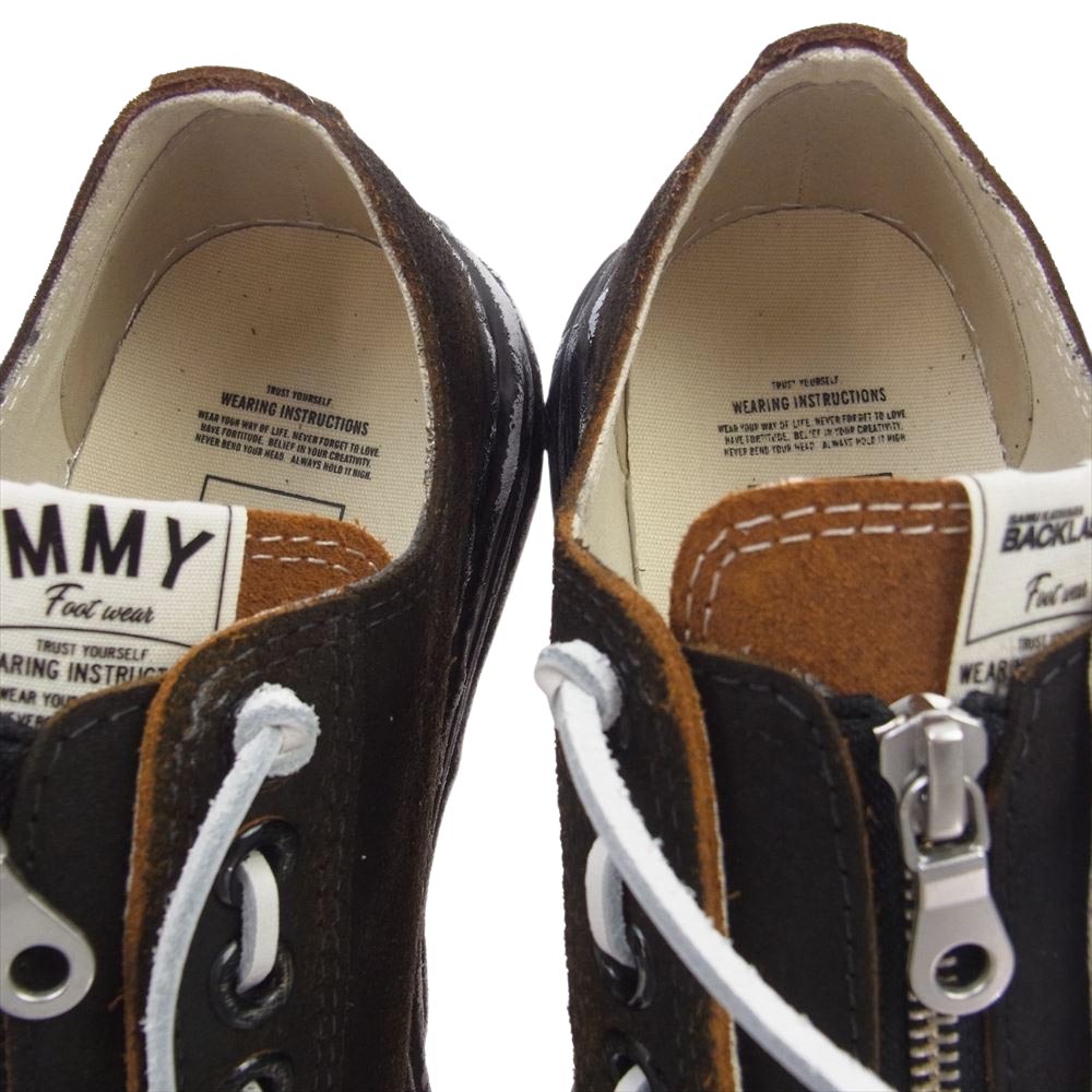 ISAMUKATAYAMA BACKLASH イサムカタヤマバックラッシュ MY-654-01 Maison MIHARA YASUHIRO HANK OG SOLE STEER SUEDE GARMENT-DYED LOW-TOP SNEAKER ミハラヤスヒロ ハンク フロントジップ ステアレザースエード ローカット スニーカー ブラック系 ブラウン系 41【新古品】【未使用】【中古】