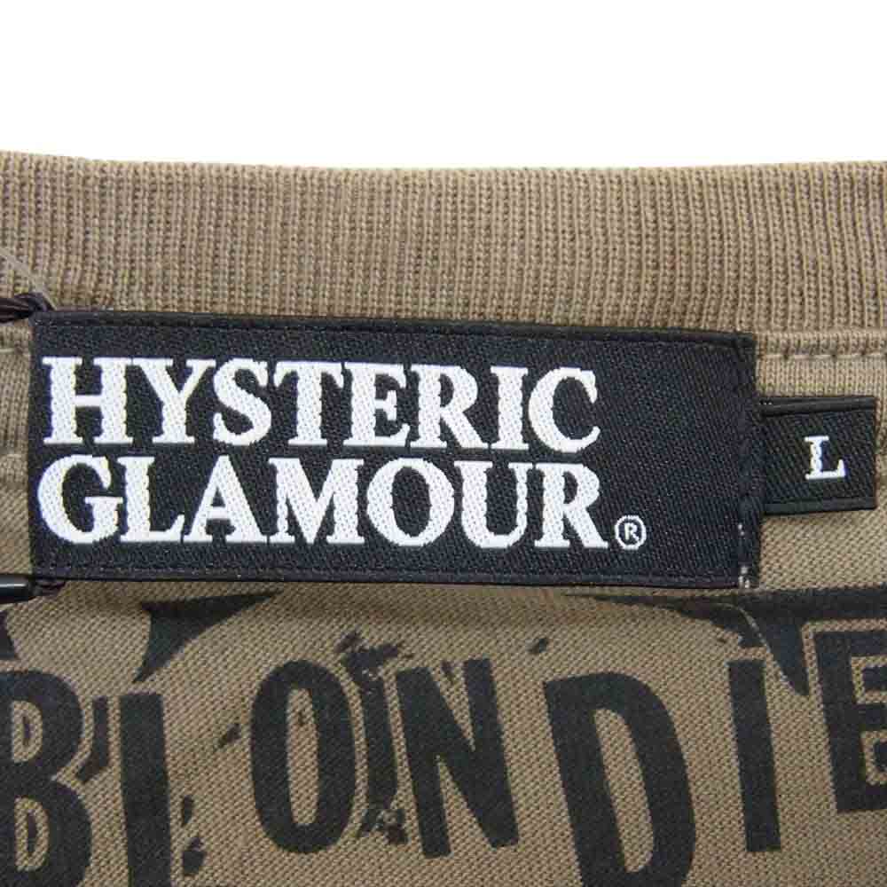 HYSTERIC GLAMOUR ヒステリックグラマー 0204CT08 ガール プリント 半袖 Tシャツ カーキ系 L【新古品】【未使用】【中古】
