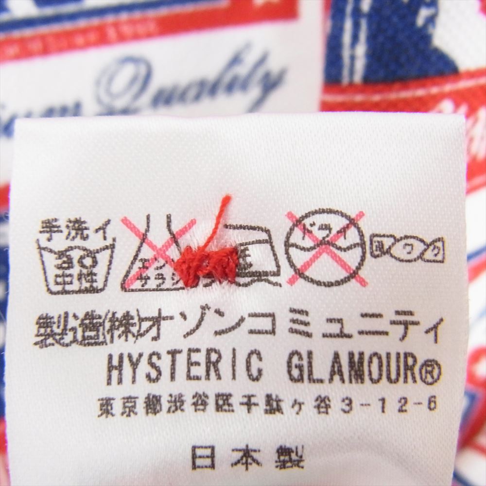 HYSTERIC GLAMOUR ヒステリックグラマー 0231CH02 総柄 ガール ロゴ プリント 半袖 ポロシャツ レッド系 L【新古品】【未使用】【中古】