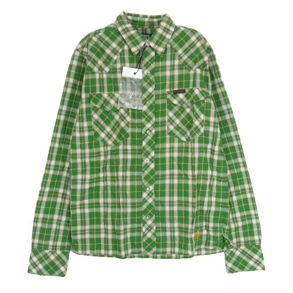 HYSTERIC GLAMOUR ヒステリックグラマー 0202AH03 刺繍 チェック ウエスタン シャツ グリーン系 L【極上美品】【中古】