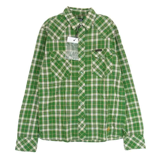 HYSTERIC GLAMOUR ヒステリックグラマー 0202AH03 刺繍 チェック ウエスタン シャツ グリーン系 L【極上美品】【中古】