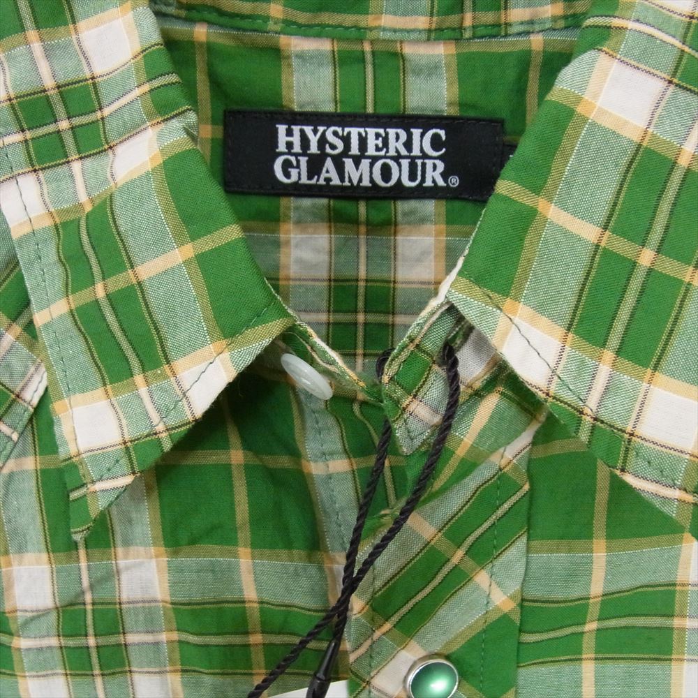 HYSTERIC GLAMOUR ヒステリックグラマー 0202AH03 刺繍 チェック ウエスタン シャツ グリーン系 L【極上美品】【中古】