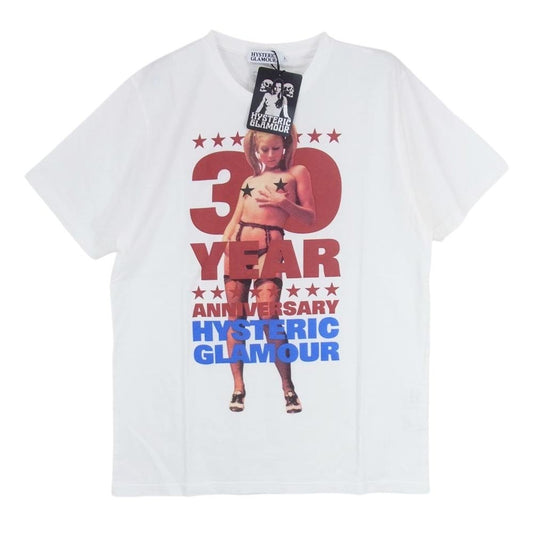 HYSTERIC GLAMOUR ヒステリックグラマー 0243CT20 30周年 ANY WOMAN TEE プリント 半袖 Tシャツ トートバッグ付き ホワイト系 L【新古品】【未使用】【中古】