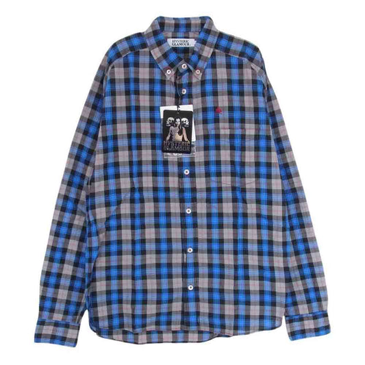 HYSTERIC GLAMOUR ヒステリックグラマー 0213AH01 長袖 チェック ボタンダウン シャツ ブルー系 L【新古品】【未使用】【中古】